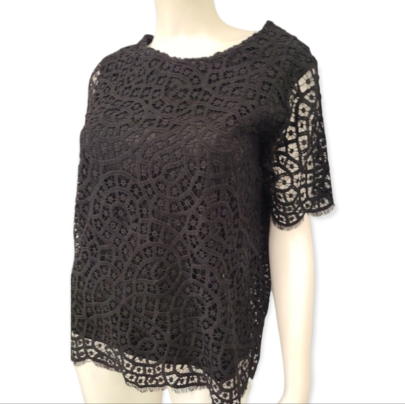 Black Lace Short Sleeve Top NWT size small - Picture 6 of 10